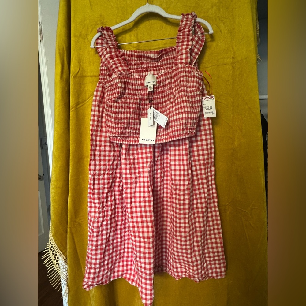 Industry two price Red Gingham crop top and skirt
